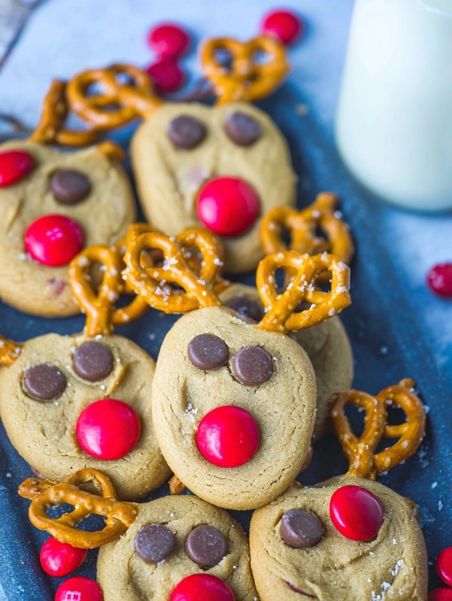 Reindeer Cookies Recipe - Recipe Image — Reindeer Cookies, festive holiday cookies, Christmas cookie ideas, peanut butter cookies for Christmas, fun holiday baking