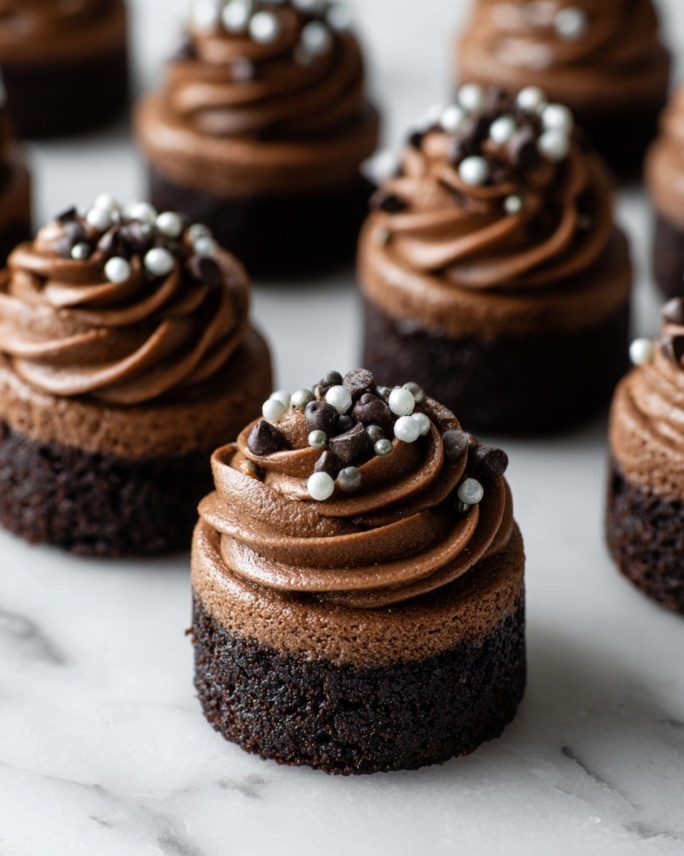 Brownie Petit Fours with Rich Ganache and Fleur de Sel Recipe - Recipe Image — Brownie Petit Fours with Rich Ganache and Fleur de Sel, chocolate petit fours, decadent brownie treats, elegant dessert recipes, bite-sized chocolate desserts