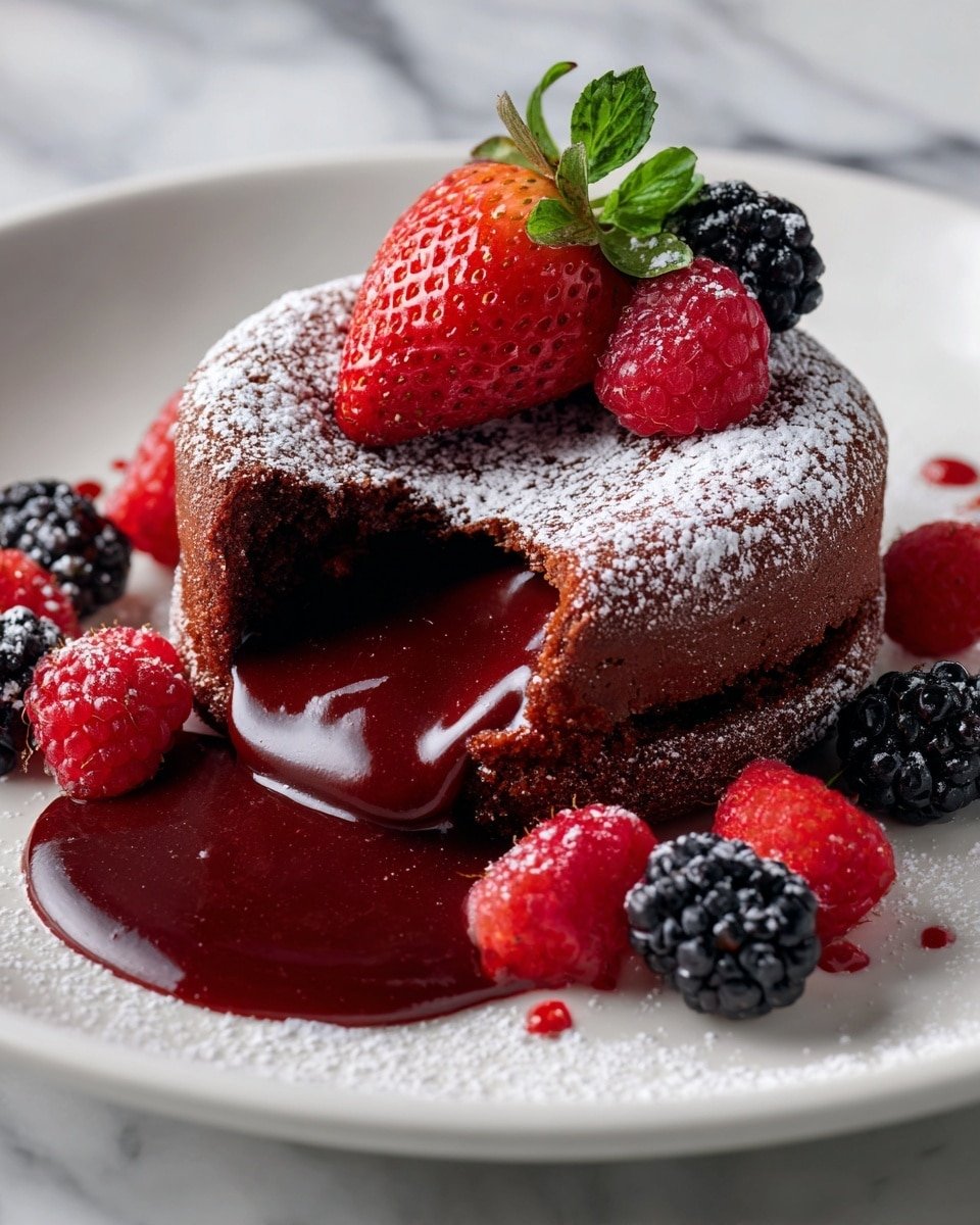 Red Velvet Molten Lava Cake Recipe - Recipe Image — Red Velvet Molten Lava Cake, molten lava cake dessert, red velvet cake recipe, gooey chocolate lava cake, decadent red velvet dessert