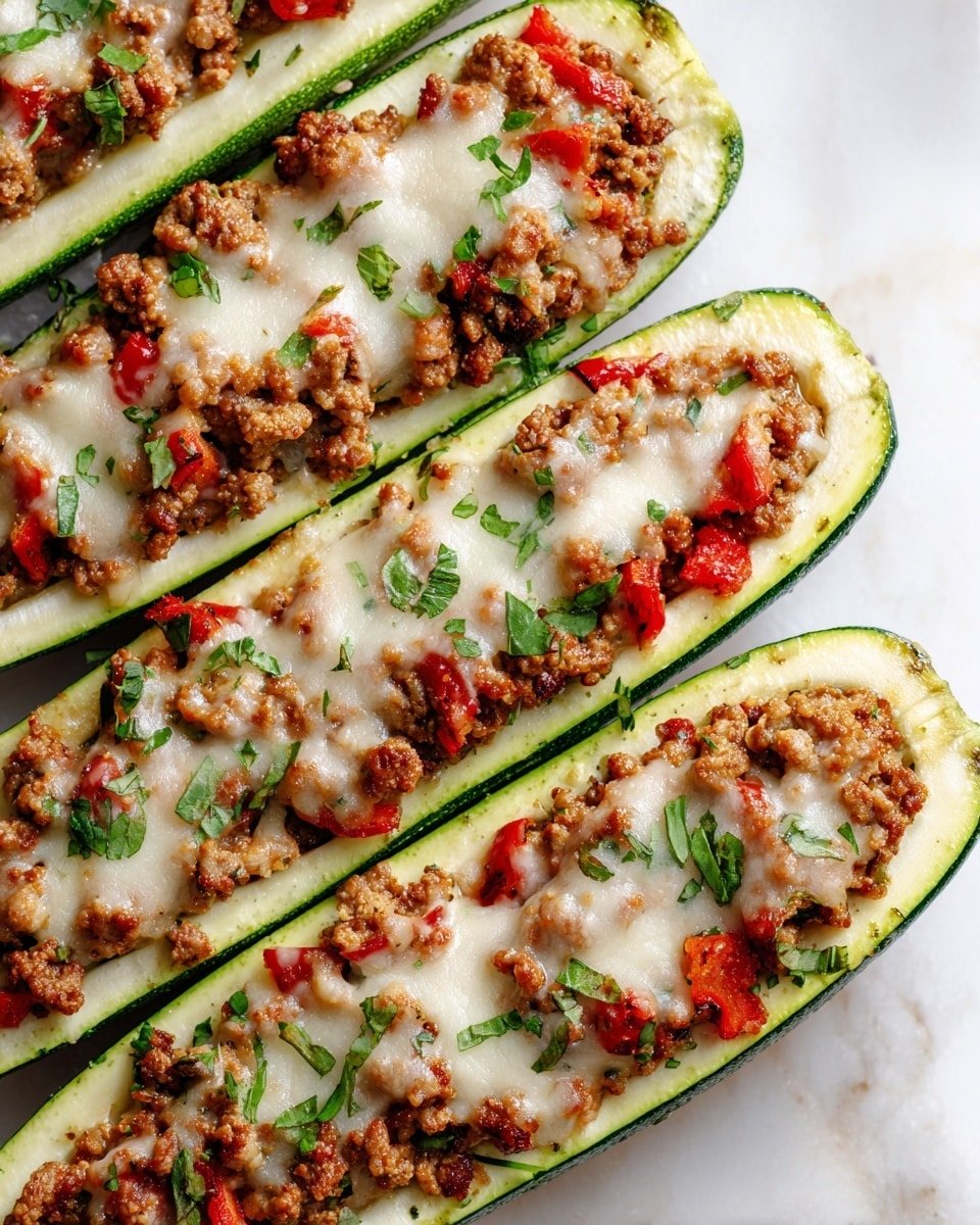 Stuffed Cheese Zucchini Boats Recipe - Recipe Image — Stuffed Cheese Zucchini Boats, zucchini boat recipes, cheesy stuffed zucchini, healthy zucchini dinner, easy vegetable stuffed boats