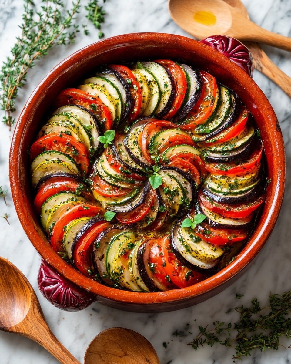 Homemade Classic French Ratatouille Recipe - Recipe Image — Homemade Classic French Ratatouille, French vegetable stew, vegetarian ratatouille, summer vegetable recipe, healthy French dish