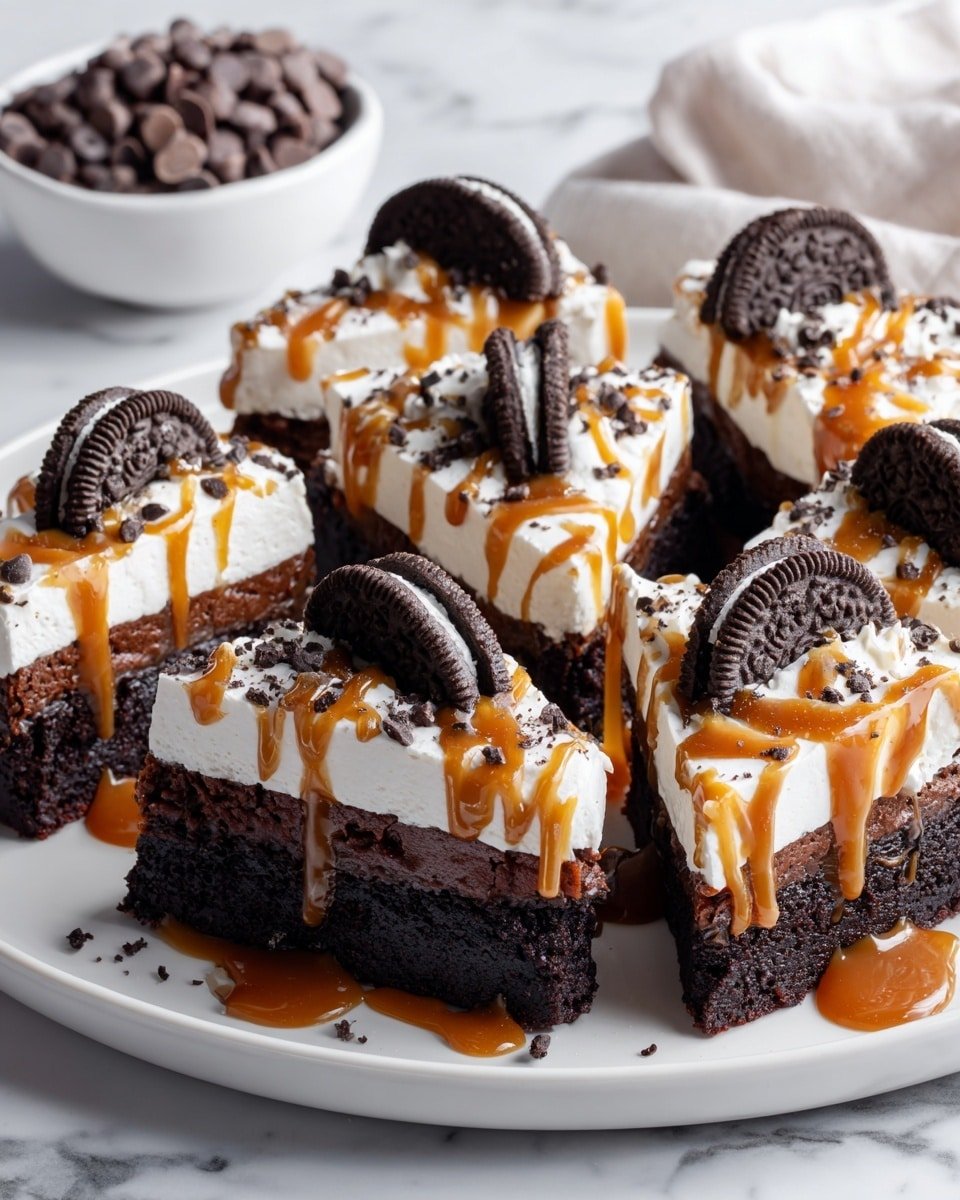 Oreo Fudge Brownie Pizza Recipe - Recipe Image — Oreo Fudge Brownie Pizza, chocolate dessert pizza, Oreo dessert ideas, brownie pizza recipe, easy chocolate pizza