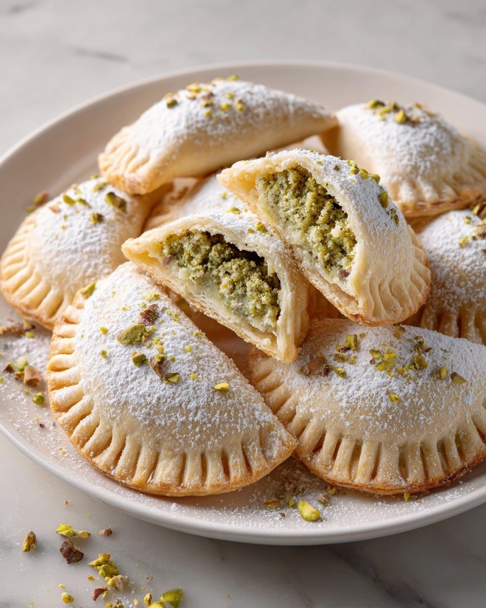 Pistachio Maamoul Cookies Recipe - Recipe Image — Pistachio Maamoul Cookies, Middle Eastern cookies, semolina cookie recipes, pistachio-filled desserts, traditional Middle Eastern treats