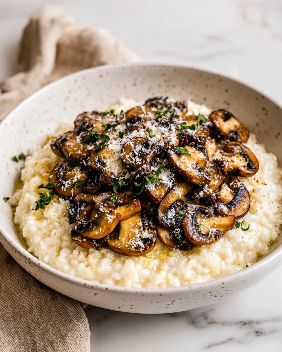 Creamy Mushroom Risotto Recipe - Recipe Image — Creamy Mushroom Risotto, mushroom risotto, easy mushroom risotto, vegetarian mushroom risotto, comforting mushroom rice dish