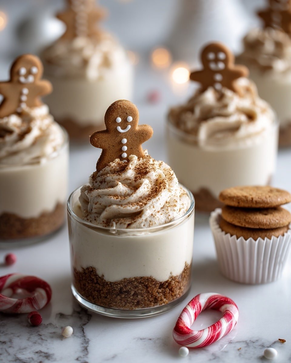 No-Bake Gingerbread Cheesecake Cups Recipe - Recipe Image — No-Bake Gingerbread Cheesecake Cups, festive no-bake cheesecake, gingerbread dessert, holiday cheesecake cups, easy gingerbread cheesecake