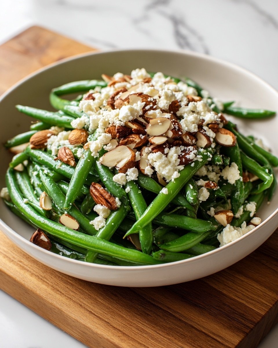 Friendsgiving Green Bean Almondine Recipe - Recipe Image — Friendsgiving Green Bean Almondine, green bean almondine side dish, holiday green bean recipes, easy green bean side, festive vegetable side dish