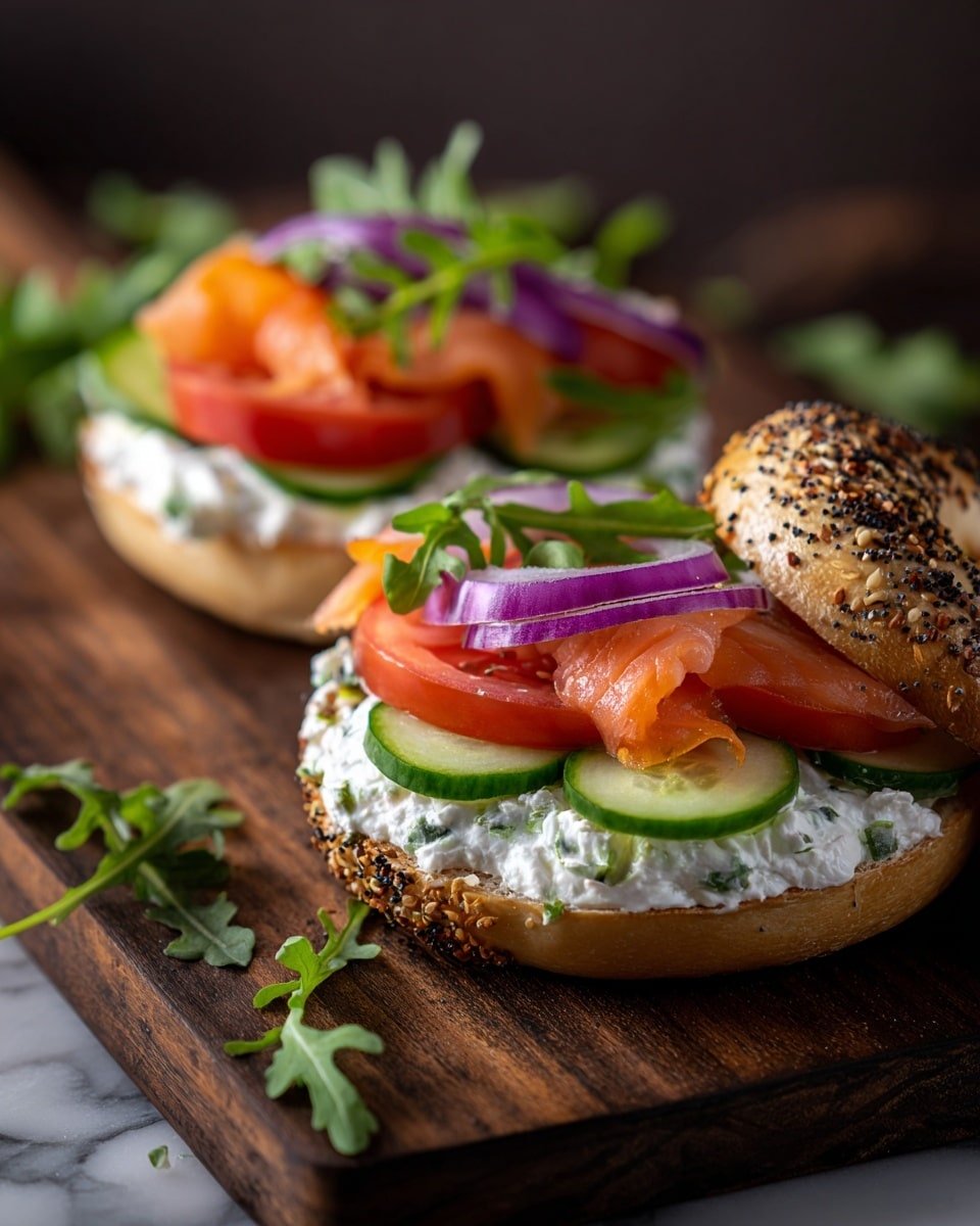 Ultimate Smoked Salmon Bagel Sandwiches Recipe - Recipe Image — Smoked Salmon Bagel Sandwiches, smoked salmon bagel recipe, brunch sandwich ideas, easy smoked salmon breakfast, cream cheese bagel sandwich