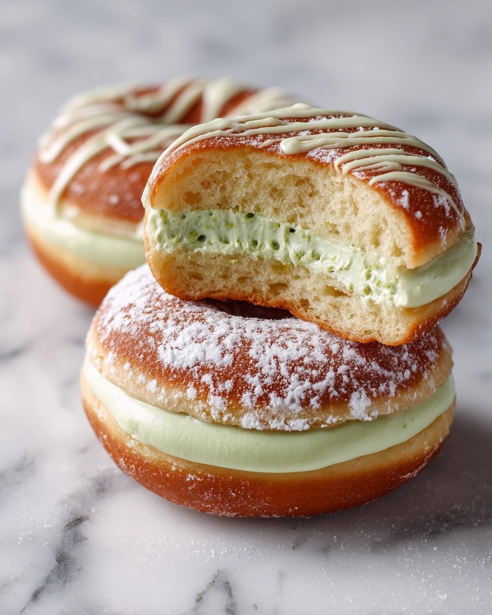 Matcha Cream-Filled Donuts Recipe - Recipe Image — Matcha Cream-Filled Donuts, matcha donuts recipe, green tea donuts, homemade matcha donuts, Japanese-inspired donuts