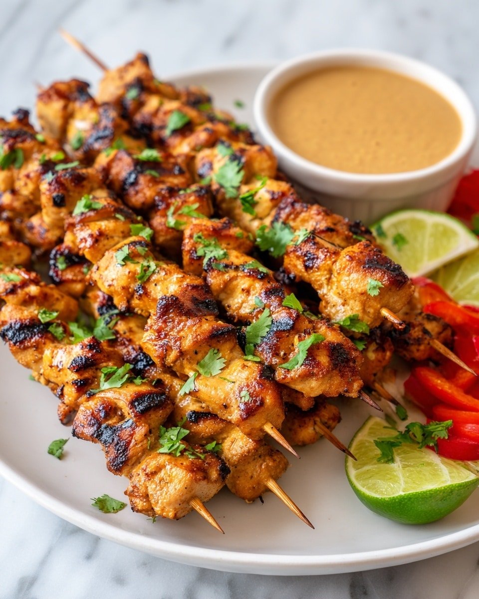 Chicken Satay with Easy Peanut Sauce Recipe - Recipe Image — Chicken Satay with Easy Peanut Sauce, chicken satay, peanut sauce recipe, grilled chicken skewers, Thai chicken satay