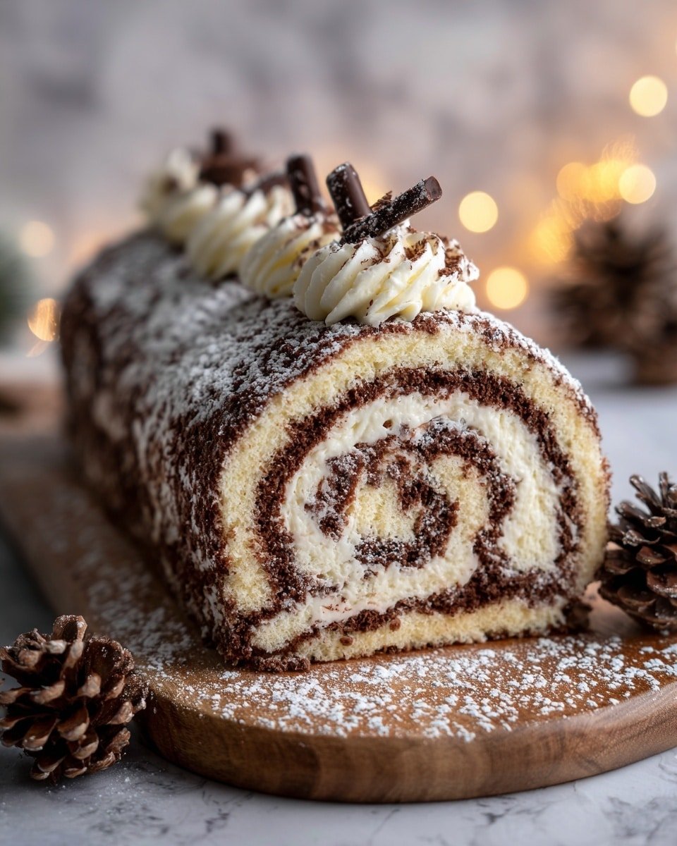 Indulgent Gourmet Tiramisu Yule Log Cake Recipe - Recipe Image — Indulgent Gourmet Tiramisu Yule Log Cake, holiday tiramisu cake, festive Yule log dessert, coffee mascarpone cake, elegant holiday dessert