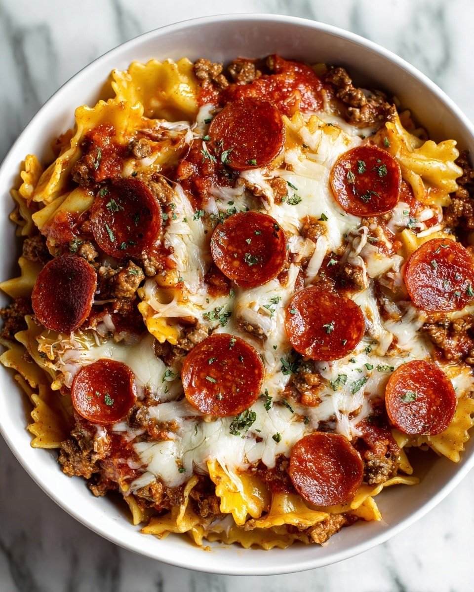 Meat Lovers Pizza Tortellini Recipe - Recipe Image — Meat Lovers Pizza Tortellini, hearty pasta dish with meats, cheesy tortellini recipe, quick weeknight dinner ideas, indulgent pasta recipes