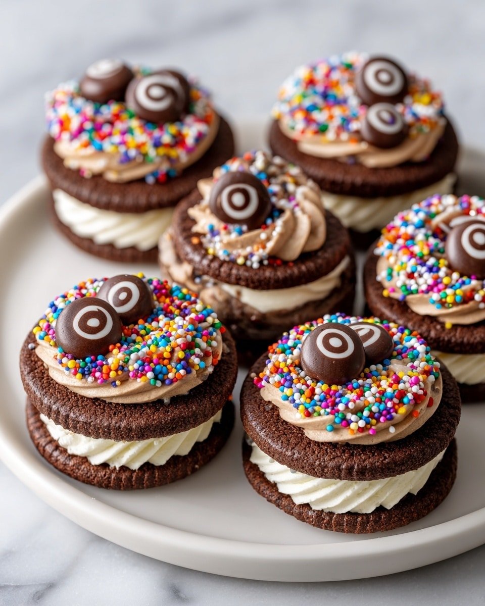 Devil's Food Chocolate Peanut Butter Whoopie Recipe - Recipe Image — Devil's Food Chocolate Peanut Butter Whoopie, chocolate peanut butter whoopie, homemade whoopie pies, indulgent chocolate treat, easy dessert recipes