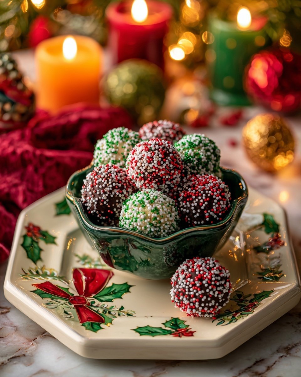 Christmas Brigadeiro Recipe - Recipe Image — Christmas Brigadeiro, festive Brazilian dessert, holiday chocolate treats, Christmas sweet recipes, easy holiday desserts
