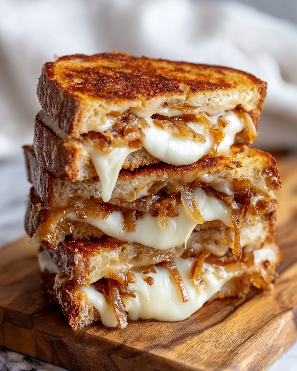 Bacon and Caramelized Onion Grilled Cheese Sandwiches Recipe - Recipe Image — Bacon and Caramelized Onion Grilled Cheese Sandwiches, savory grilled cheese with bacon and onions, best gourmet grilled cheese, easy bacon onion sandwich recipe, quick cheesy bacon sandwich