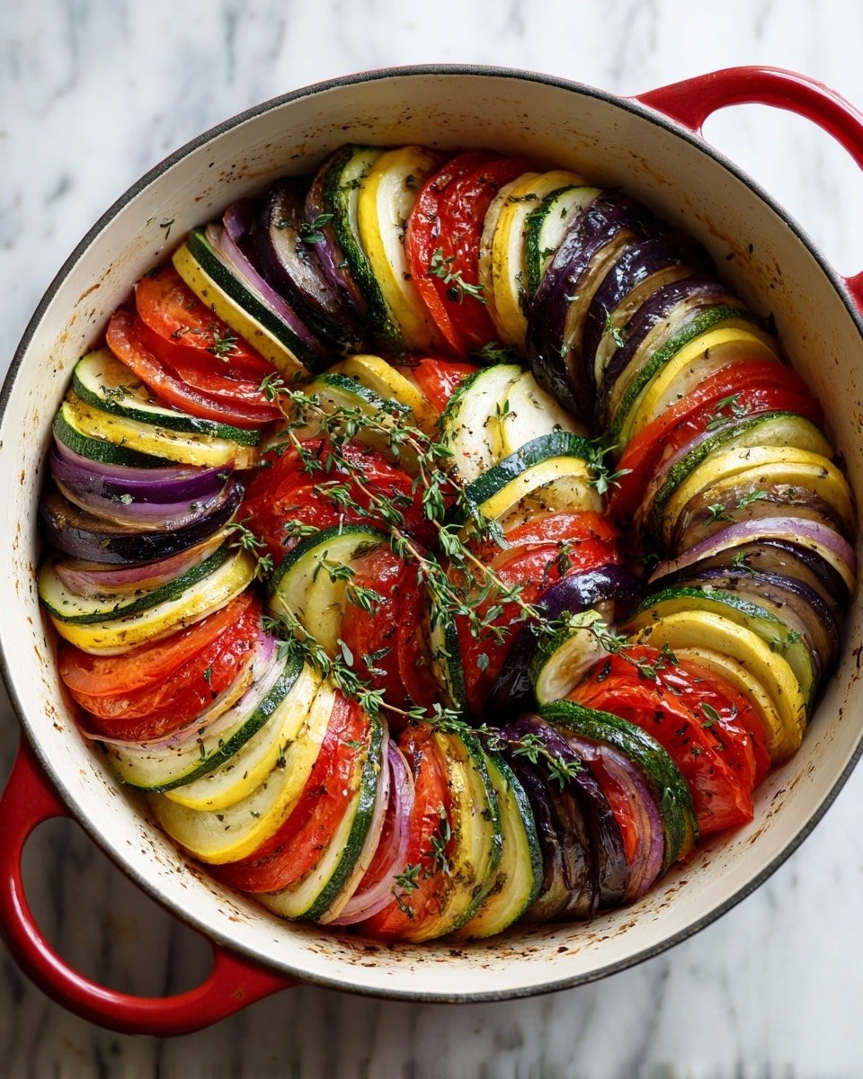 Homemade Classic French Ratatouille Recipe - Recipe Image — Homemade Classic French Ratatouille, French vegetable stew, vegetarian ratatouille, summer vegetable recipe, healthy French dish