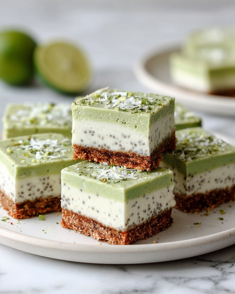 Refreshing No-Bake Chia Pudding Bars with Zesty Coconut Lime Flavor Recipe - Recipe Image — Refreshing No-Bake Chia Pudding Bars with Zesty Coconut Lime Flavor, healthy chia pudding bars, no-bake coconut lime dessert, summer snack recipes, easy fruit and seed bars