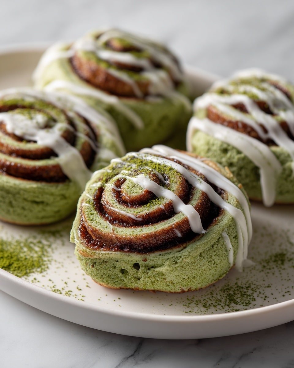 Matcha Cinnamon Rolls Recipe - Recipe Image — Matcha Cinnamon Rolls, Matcha Cinnamon Rolls Recipe, Green Tea Cinnamon Rolls, Easy Matcha Breakfast Bake, Unique Cinnamon Rolls