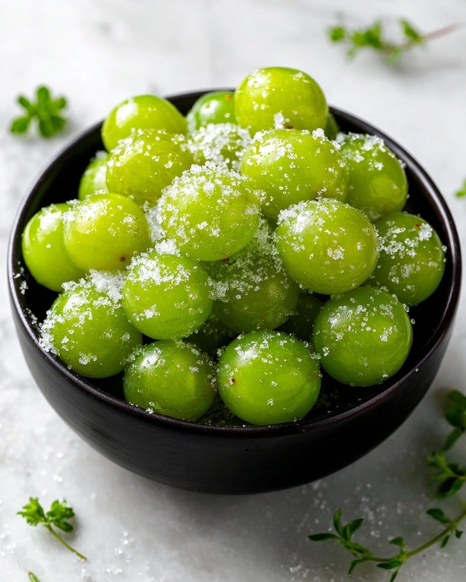 Candied Frozen Sour Grapes Recipe - Recipe Image — Candied Frozen Sour Grapes, sour grape snack, frozen grape treats, candied grape recipe, refreshing fruit snack