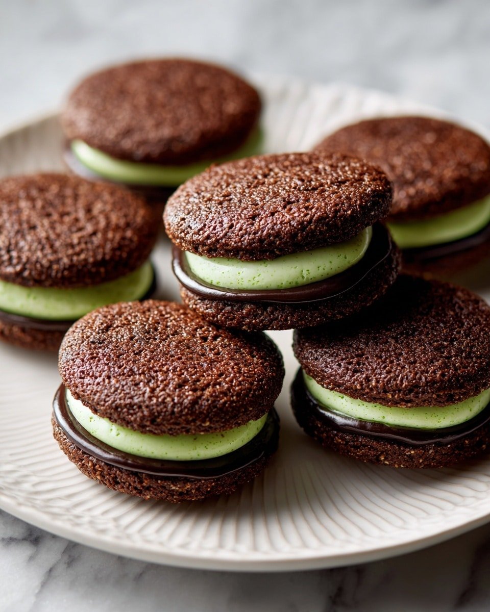 Lady Kisses Dubai Chocolate Cookies (Baci di Dama) Recipe - Recipe Image — Lady Kisses Dubai Chocolate Cookies, Baci di Dama cookies, chocolate almond sandwich cookies, pistachio ganache cookies, elegant no-bake cookies