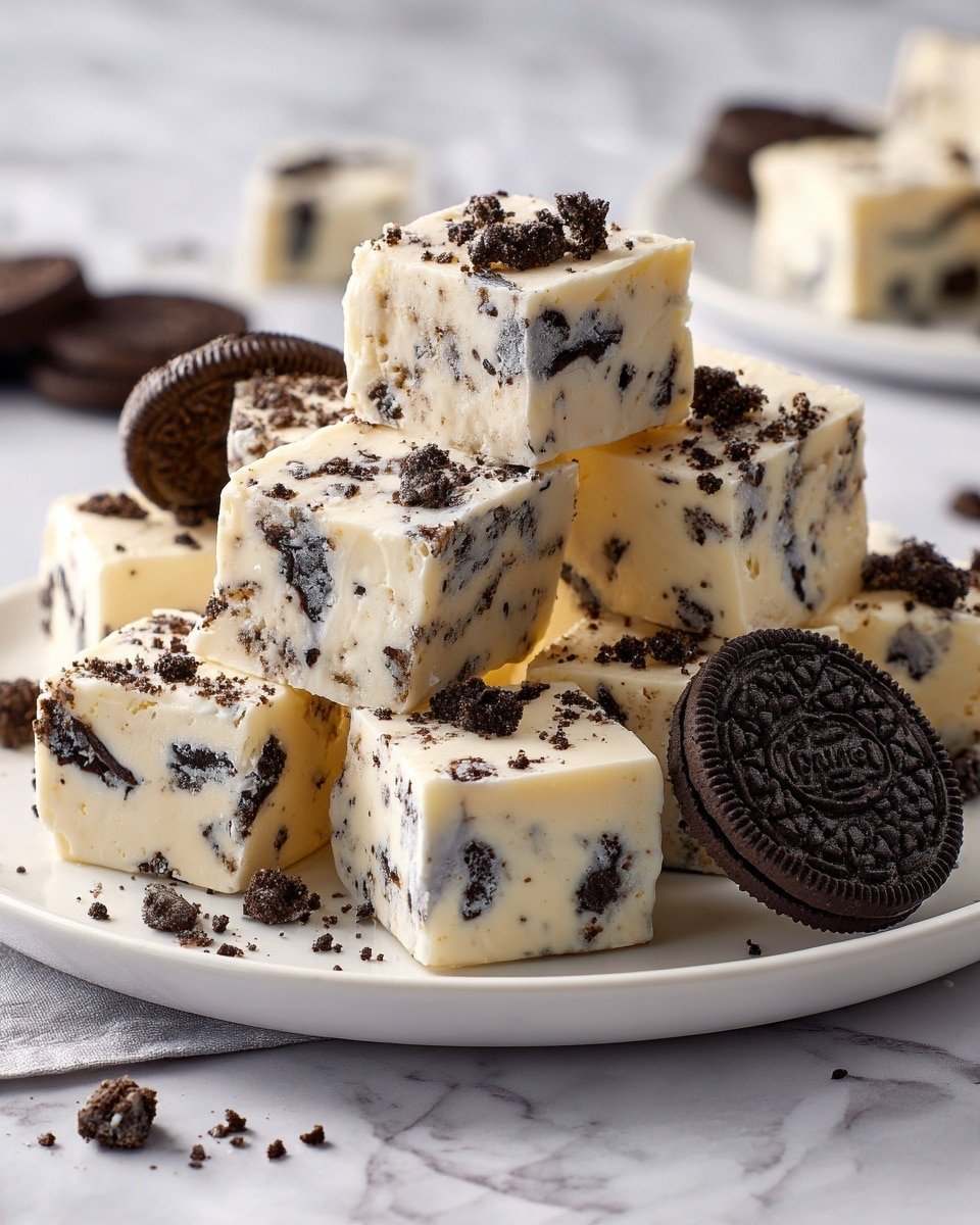 Oreo Fudge Recipe - Recipe Image — Oreo Fudge, Oreo dessert, easy fudge recipes, white chocolate Oreo fudge, quick Oreo treat