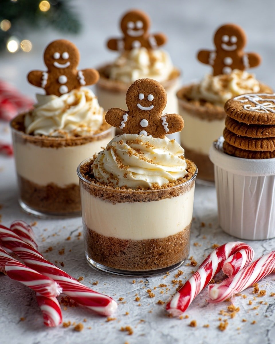 No-Bake Gingerbread Cheesecake Cups Recipe - Recipe Image — No-Bake Gingerbread Cheesecake Cups, festive no-bake cheesecake, gingerbread dessert, holiday cheesecake cups, easy gingerbread cheesecake