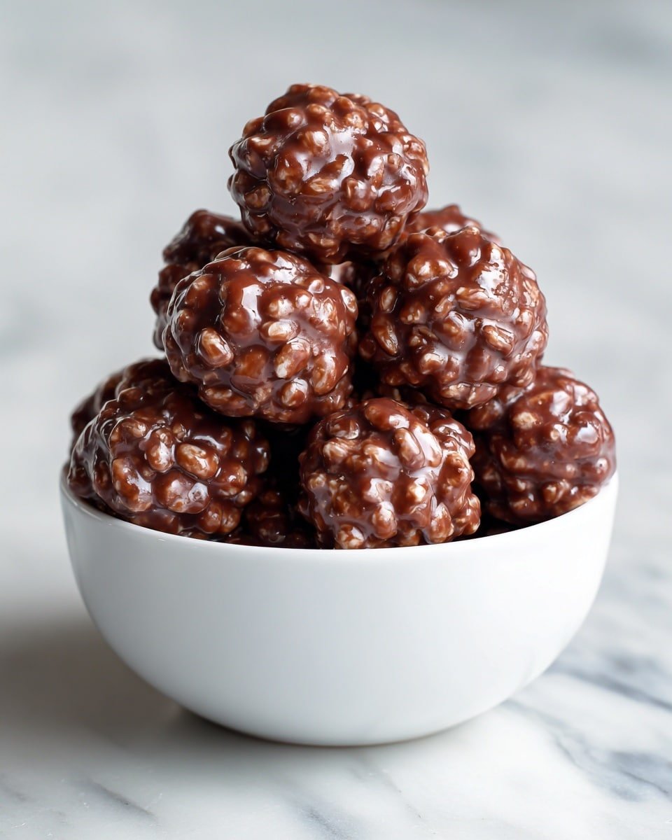 Chocolate Rice Krispie Balls Recipe - Recipe Image — Chocolate Rice Krispie Balls, easy no-bake treats, quick dessert recipes, chocolate Krispie bites, festive snack ideas