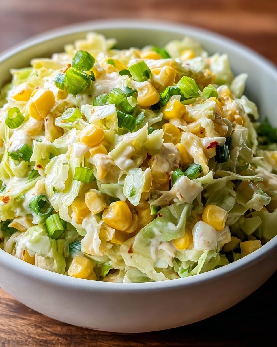 Spicy Jalapeno Corn Coleslaw Recipe - Recipe Image — Spicy Jalapeno Corn Coleslaw, spicy jalapeno coleslaw, corn coleslaw with jalapenos, flavorful summer coleslaw, crunchy jalapeno slaw