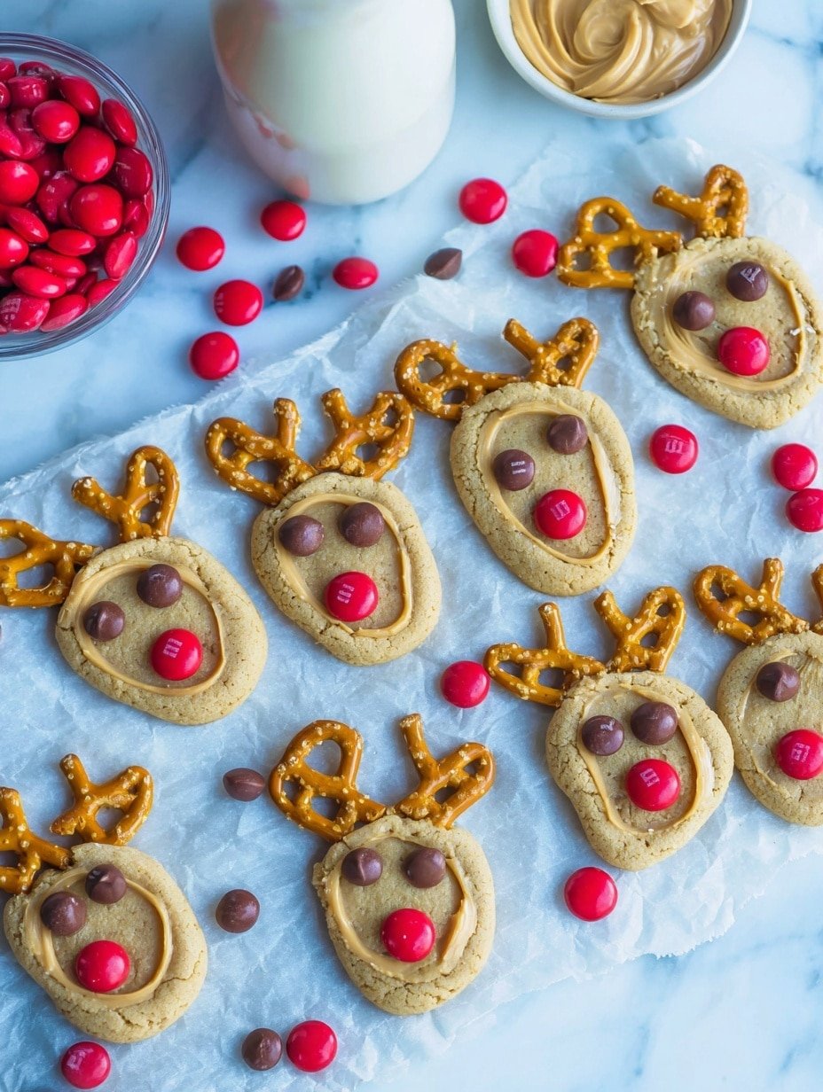 Reindeer Cookies Recipe - Recipe Image — Reindeer Cookies, festive holiday cookies, Christmas cookie ideas, peanut butter cookies for Christmas, fun holiday baking