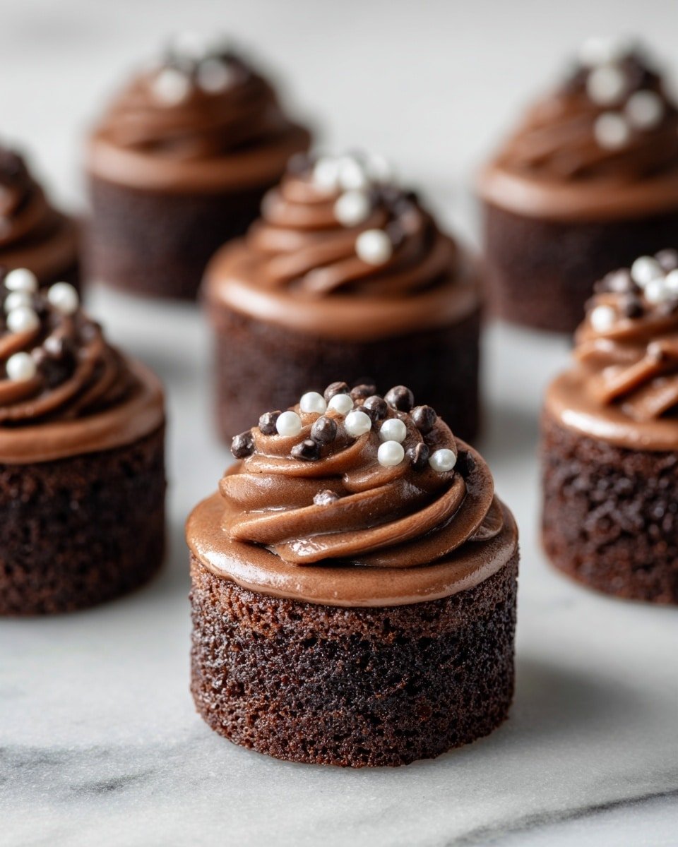 Brownie Petit Fours with Rich Ganache and Fleur de Sel Recipe - Recipe Image — Brownie Petit Fours with Rich Ganache and Fleur de Sel, chocolate petit fours, decadent brownie treats, elegant dessert recipes, bite-sized chocolate desserts