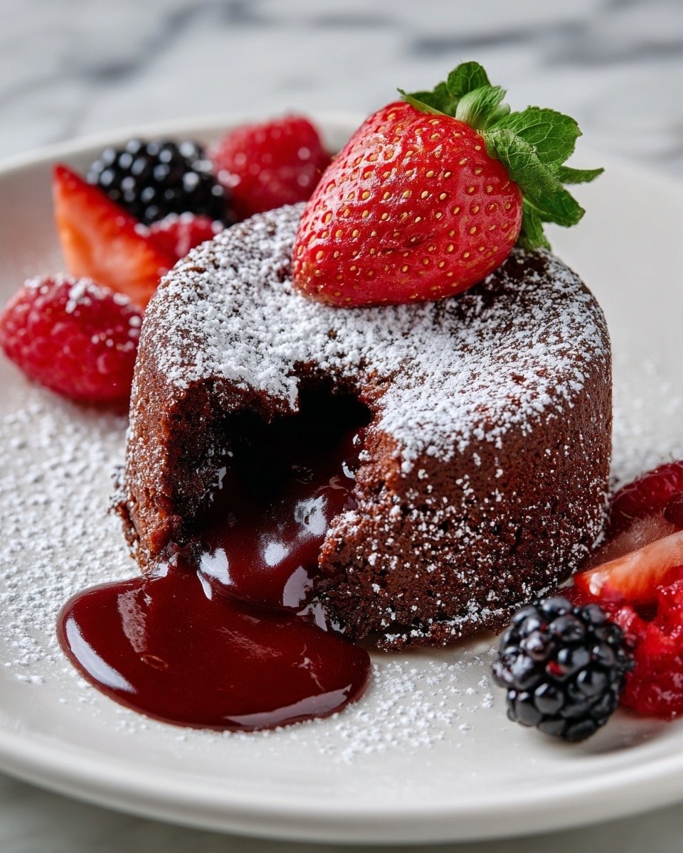 Red Velvet Molten Lava Cake Recipe - Recipe Image — Red Velvet Molten Lava Cake, molten lava cake dessert, red velvet cake recipe, gooey chocolate lava cake, decadent red velvet dessert