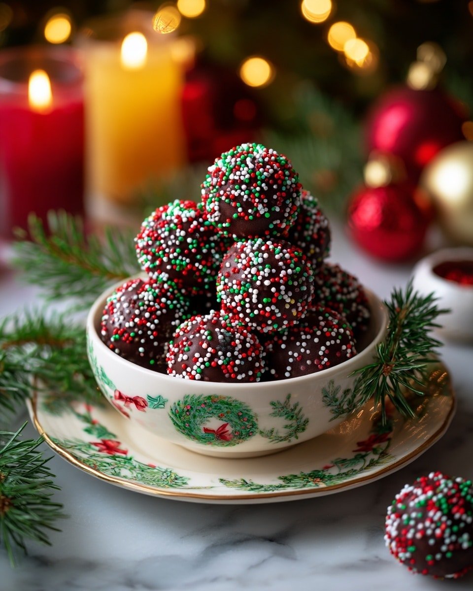 Christmas Brigadeiro Recipe - Recipe Image — Christmas Brigadeiro, festive Brazilian dessert, holiday chocolate treats, Christmas sweet recipes, easy holiday desserts