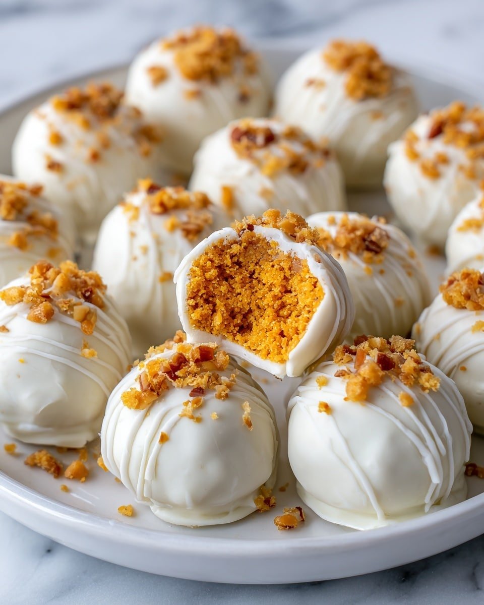No Bake Pumpkin Cheesecake Balls Recipe - Recipe Image — No Bake Pumpkin Cheesecake Balls, no bake pumpkin dessert, fall pumpkin treats, easy pumpkin cheesecake bites, festive pumpkin party snacks