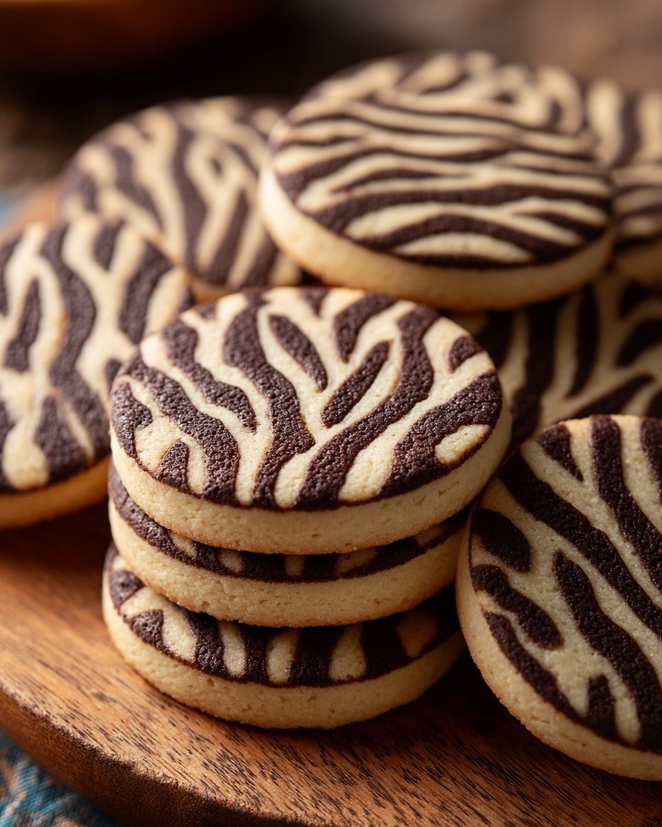 Zebra Cookies Recipe - Recipe Image — Zebra Cookies, striped cookies recipe, marbled cookie recipe, black and white cookies, fun holiday cookies
