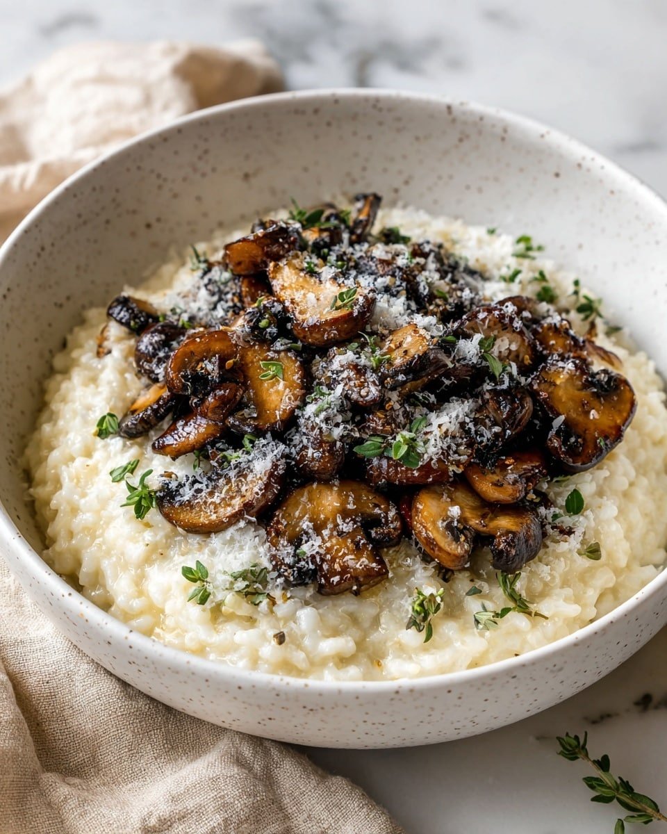 Creamy Mushroom Risotto Recipe - Recipe Image — Creamy Mushroom Risotto, mushroom risotto, easy mushroom risotto, vegetarian mushroom risotto, comforting mushroom rice dish