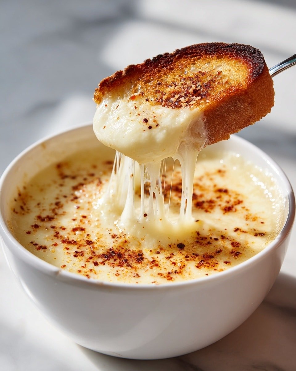 30-Minute White Cheddar Fondue Recipe - Recipe Image — White Cheddar Fondue, 30-Minute Cheese Dip, Quick Cheese Fondue Recipe, Easy Cheddar Fondue, Cozy Cheese Dip