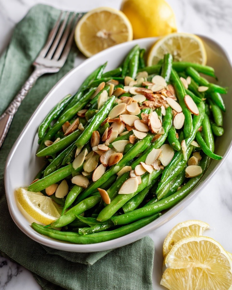 Friendsgiving Green Bean Almondine Recipe - Recipe Image — Friendsgiving Green Bean Almondine, green bean almondine side dish, holiday green bean recipes, easy green bean side, festive vegetable side dish