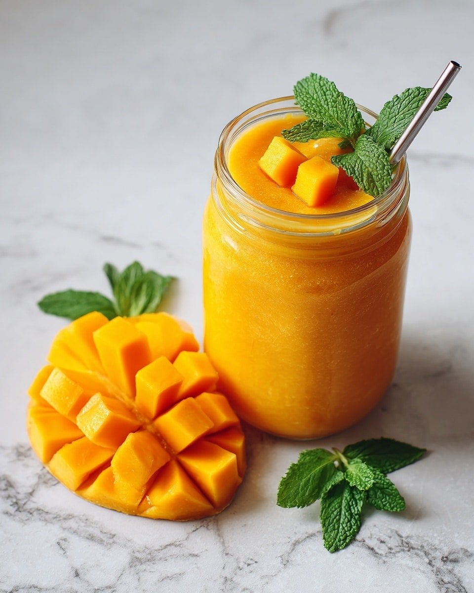 Mango Smoothie Recipe - Recipe Image — Mango Smoothie, tropical smoothie, easy mango drink, healthy fruit smoothie, refreshing summer beverage