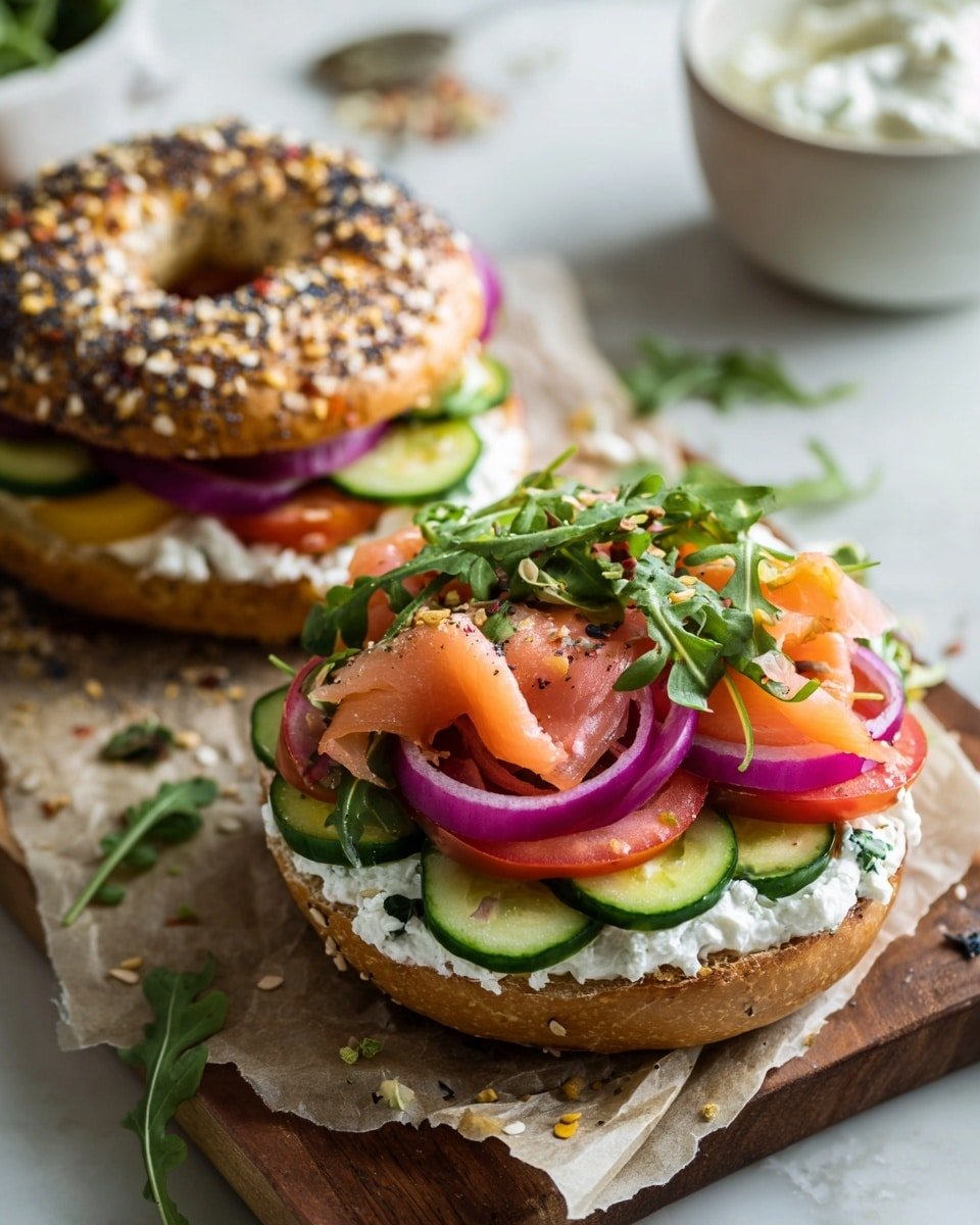 Ultimate Smoked Salmon Bagel Sandwiches Recipe - Recipe Image — Smoked Salmon Bagel Sandwiches, smoked salmon bagel recipe, brunch sandwich ideas, easy smoked salmon breakfast, cream cheese bagel sandwich