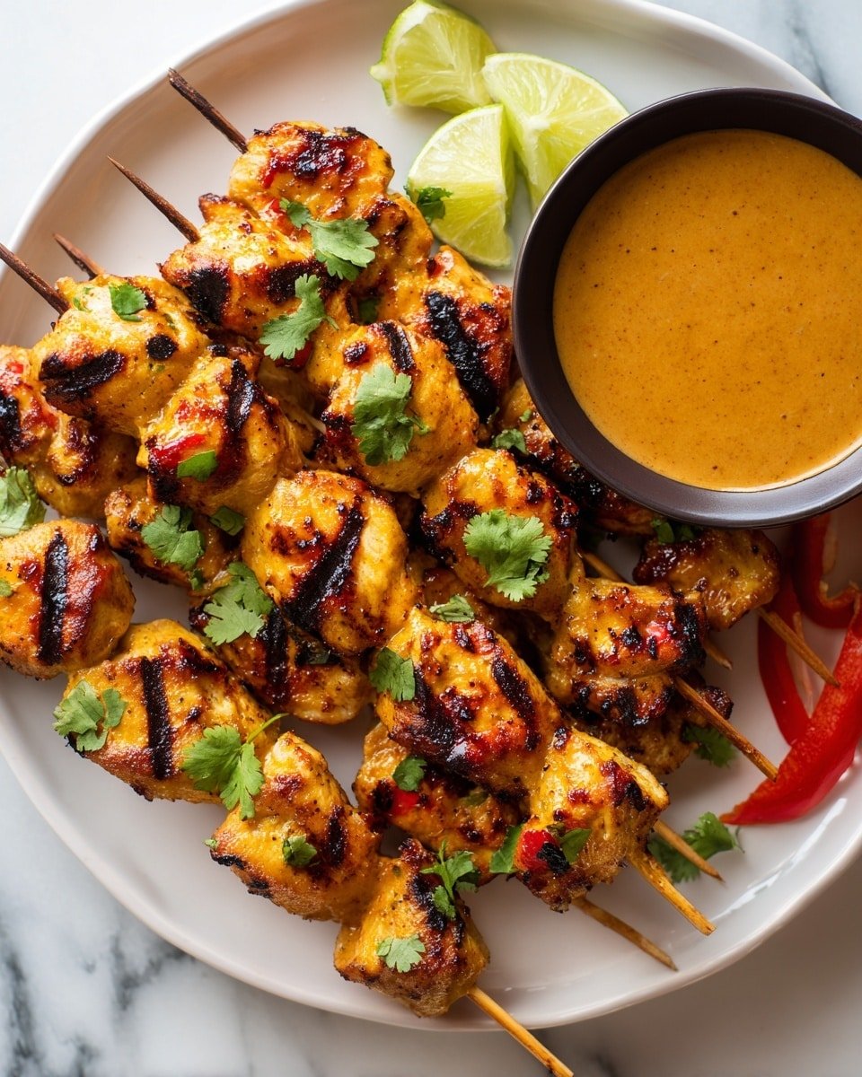 Chicken Satay with Easy Peanut Sauce Recipe - Recipe Image — Chicken Satay with Easy Peanut Sauce, chicken satay, peanut sauce recipe, grilled chicken skewers, Thai chicken satay