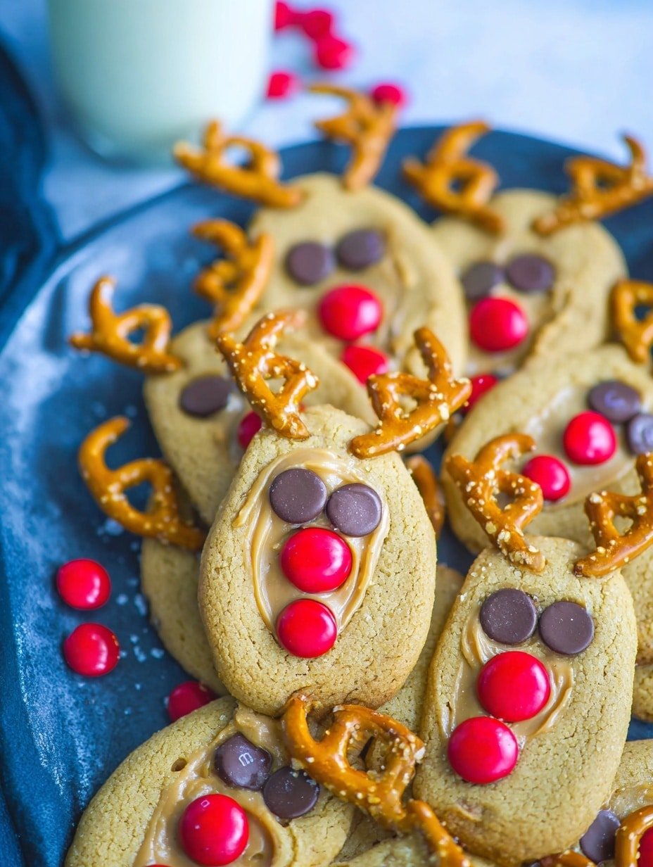 Reindeer Cookies Recipe - Recipe Image — Reindeer Cookies, festive holiday cookies, Christmas cookie ideas, peanut butter cookies for Christmas, fun holiday baking