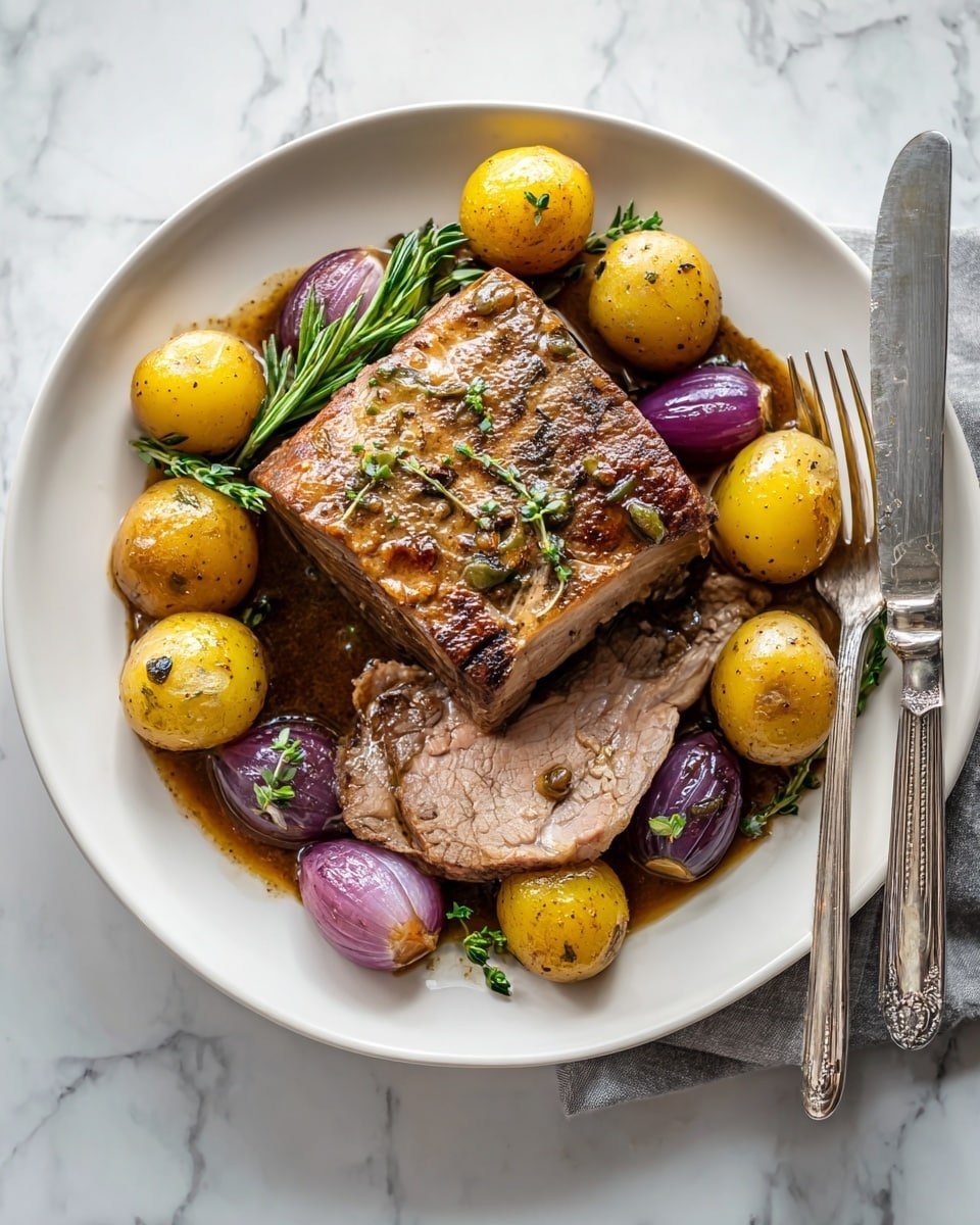 Savory German Pork Roast Recipe - Recipe Image — Savory German Pork Roast, German pork roast recipe, hearty pork roast, roasted pork shoulder, German-inspired dinner ideas