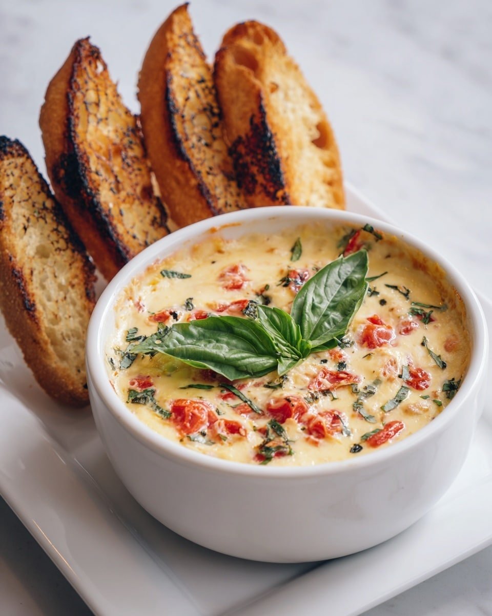 Creamy Bruschetta Dip Recipe - Recipe Image — Creamy Bruschetta Dip, easy appetizer, tomato basil dip, party snack, flavorful summer appetizer