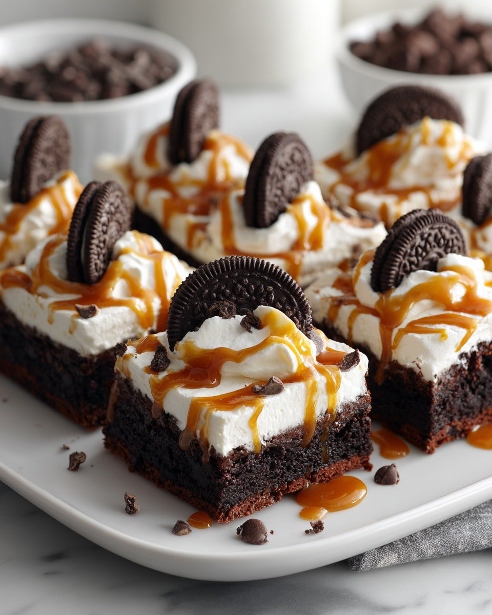 Oreo Fudge Brownie Pizza Recipe - Recipe Image — Oreo Fudge Brownie Pizza, chocolate dessert pizza, Oreo dessert ideas, brownie pizza recipe, easy chocolate pizza