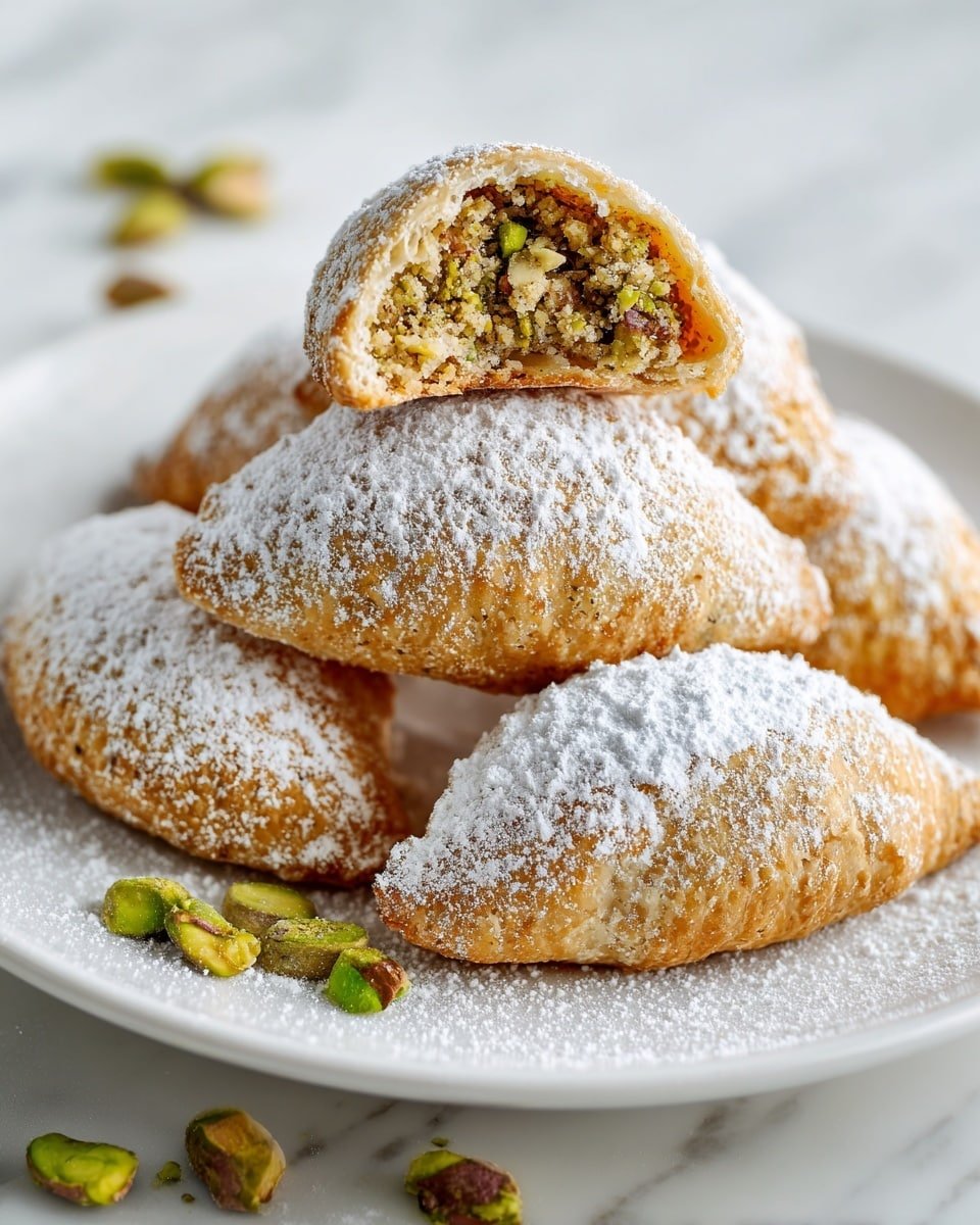 Pistachio Maamoul Cookies Recipe - Recipe Image — Pistachio Maamoul Cookies, Middle Eastern cookies, semolina cookie recipes, pistachio-filled desserts, traditional Middle Eastern treats