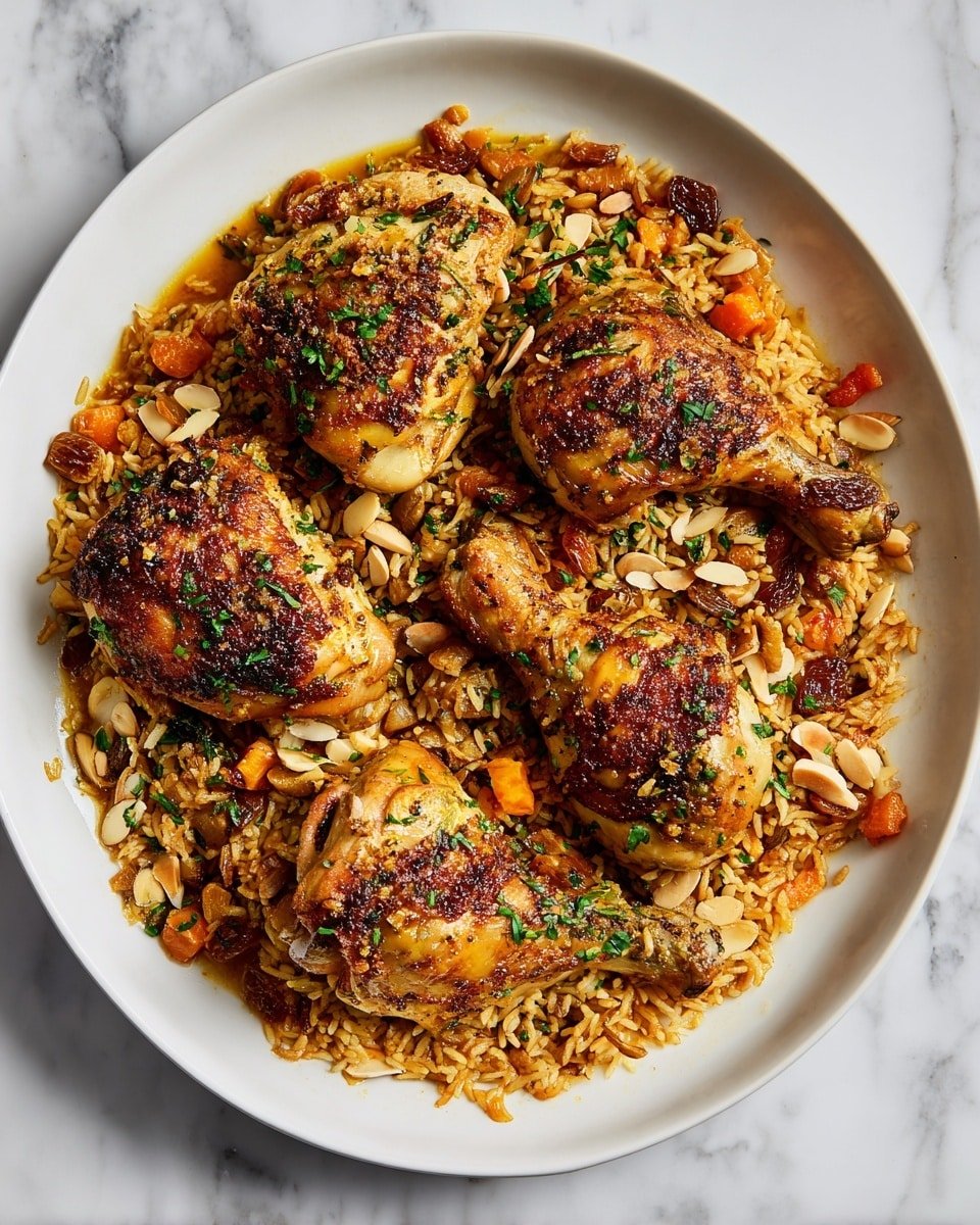 Arabic Chicken and Rice (Kabsa) Recipe - Recipe Image — Arabic Chicken and Rice Kabsa, Middle Eastern chicken and rice, aromatic spice rice dish, flavorful chicken and rice recipe, traditional Kabsa recipe