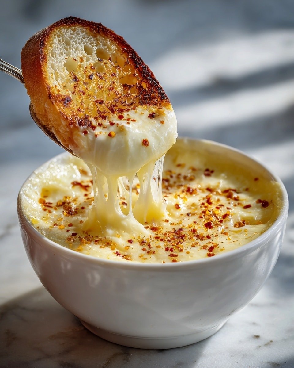 30-Minute White Cheddar Fondue Recipe - Recipe Image — White Cheddar Fondue, 30-Minute Cheese Dip, Quick Cheese Fondue Recipe, Easy Cheddar Fondue, Cozy Cheese Dip