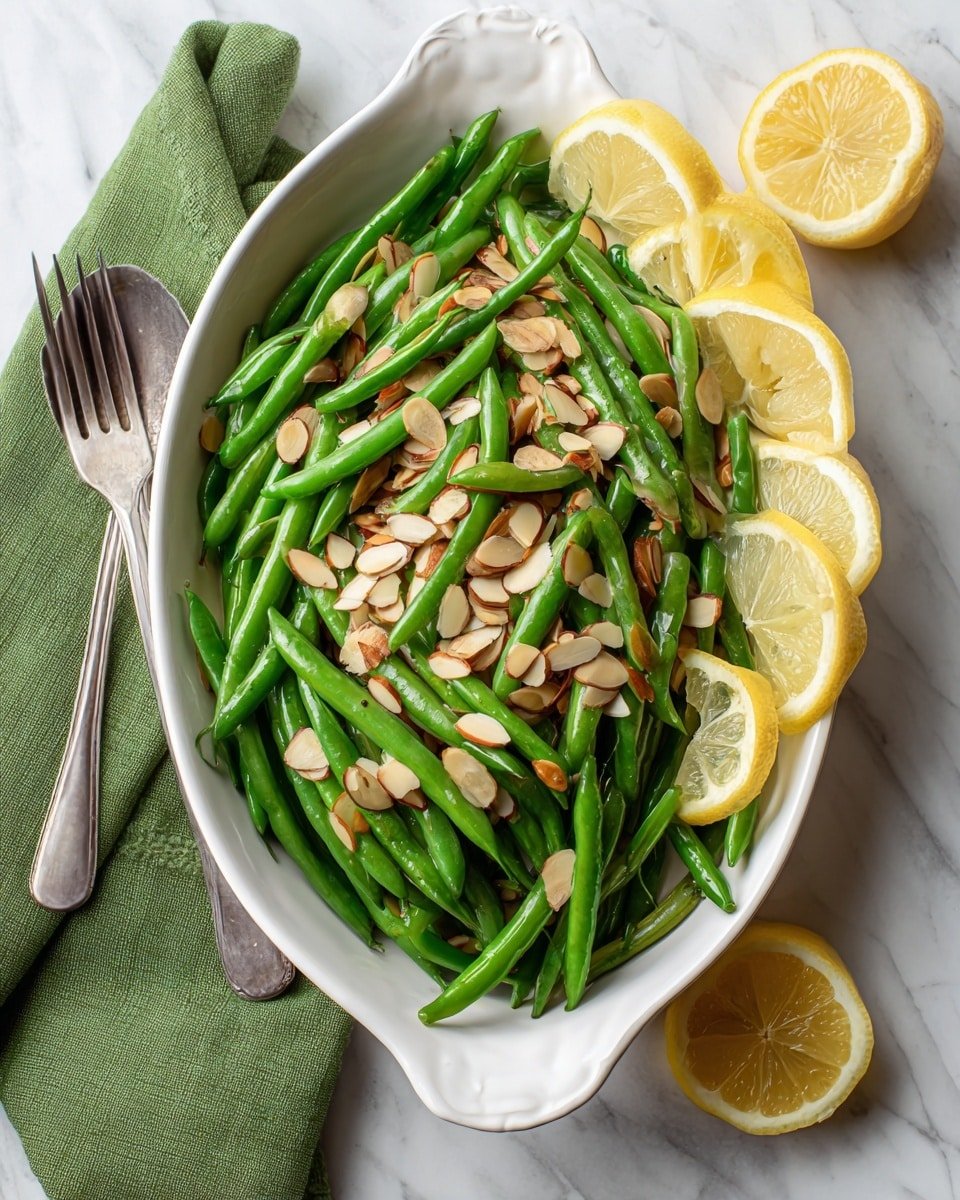 Friendsgiving Green Bean Almondine Recipe - Recipe Image — Friendsgiving Green Bean Almondine, green bean almondine side dish, holiday green bean recipes, easy green bean side, festive vegetable side dish