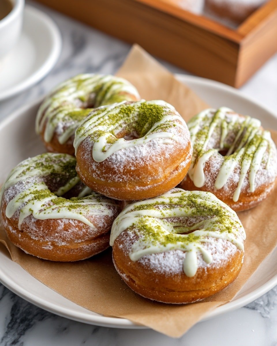 Matcha Cream-Filled Donuts Recipe - Recipe Image — Matcha Cream-Filled Donuts, matcha donuts recipe, green tea donuts, homemade matcha donuts, Japanese-inspired donuts