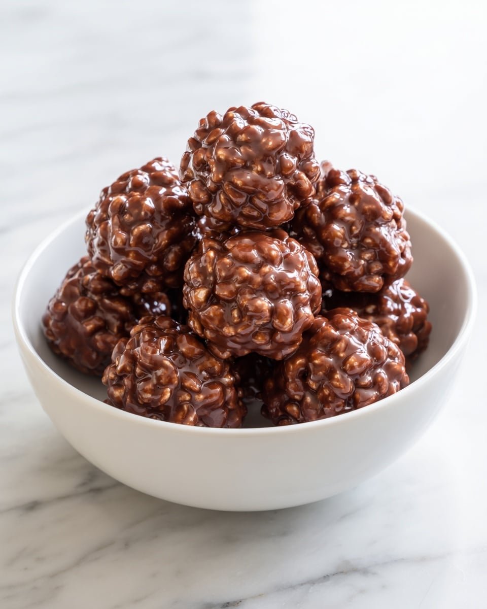 Chocolate Rice Krispie Balls Recipe - Recipe Image — Chocolate Rice Krispie Balls, easy no-bake treats, quick dessert recipes, chocolate Krispie bites, festive snack ideas