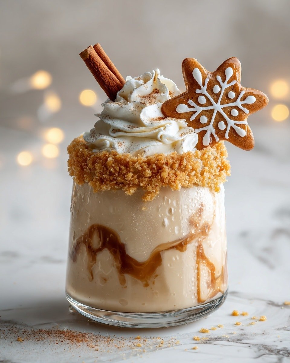 Gingerbread White Russian Recipe - Recipe Image — Gingerbread White Russian, holiday cocktails, festive drinks, creamy gingerbread cocktail, coffee liqueur drinks